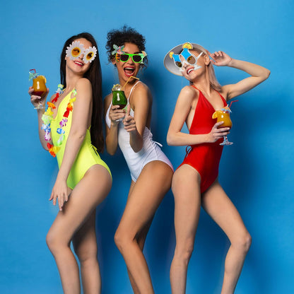 36 Pack Luau Party Sunglasses Crazy Funny Hawaiian Sunglasses Fancy Dress Props Tropical Sunglasses for Kids Adults Summer Pool Beach Party Supplies