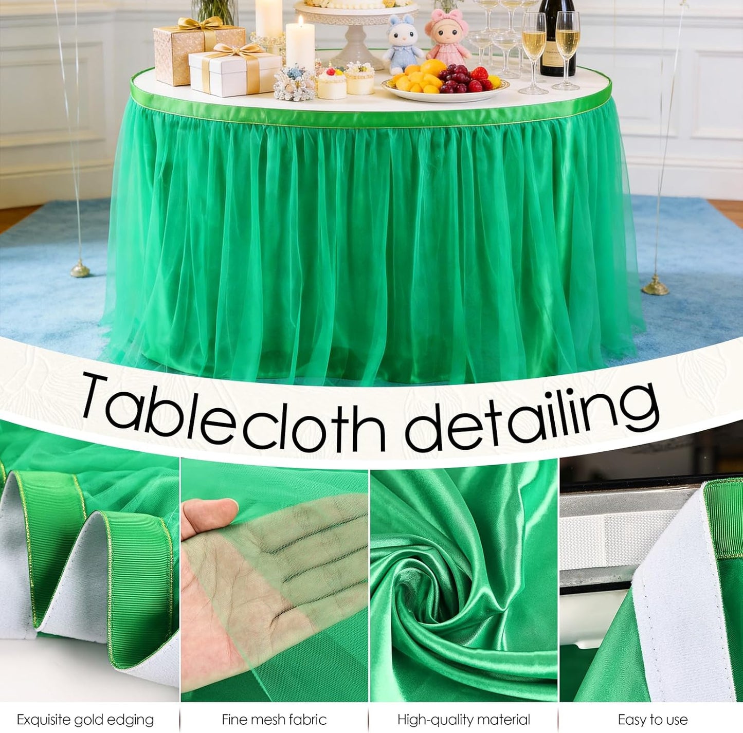 THARAHT Tulle Table Skirt 6FT 180CM Long for Rectangle Tables Round Tables Ruffle Desk Skirt for Princess Girls Birthday Party Cake Dessert Decorations Table Skirt