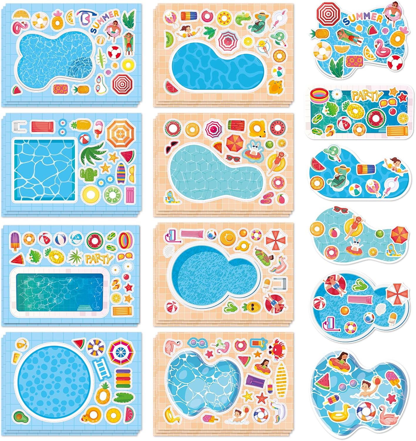 Aowplc 36 Pcs Make-A-Face Sticker Sheets Kids Party Favors Mix and Match Stickers with Dinosaurs, Mermaids, Unicorns, Horses, Farm & Sea Animals for Parties, Birthdays, Classroom Activities & Crafts