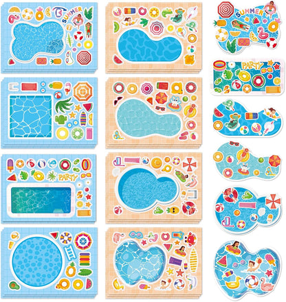 Aowplc 36 Pcs Make-A-Face Sticker Sheets Kids Party Favors Mix and Match Stickers with Dinosaurs, Mermaids, Unicorns, Horses, Farm & Sea Animals for Parties, Birthdays, Classroom Activities & Crafts