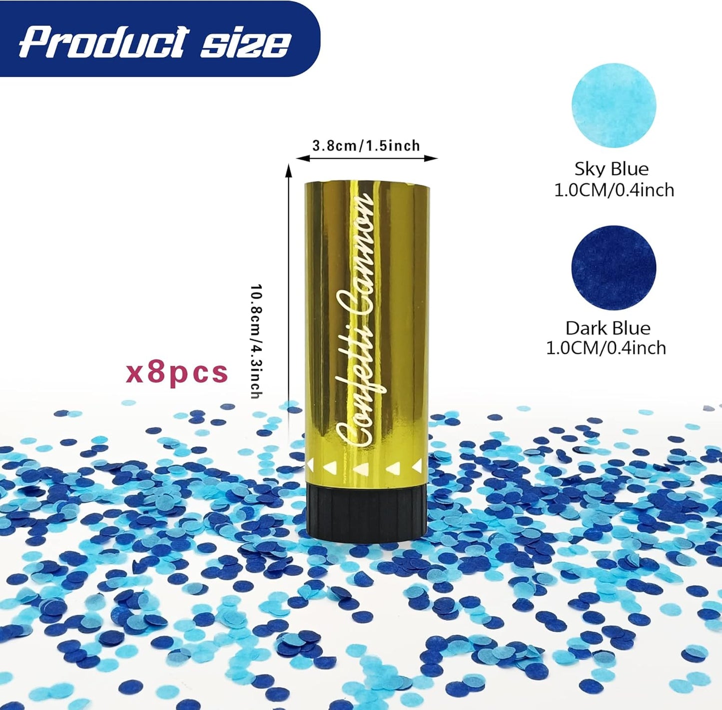Confetti Poppers Cannons for Wedding Birthday Graduation Baby Shower Anniversary Christmas New Year's Kids Fun Party Supplies Decorations and Favors (Gold)