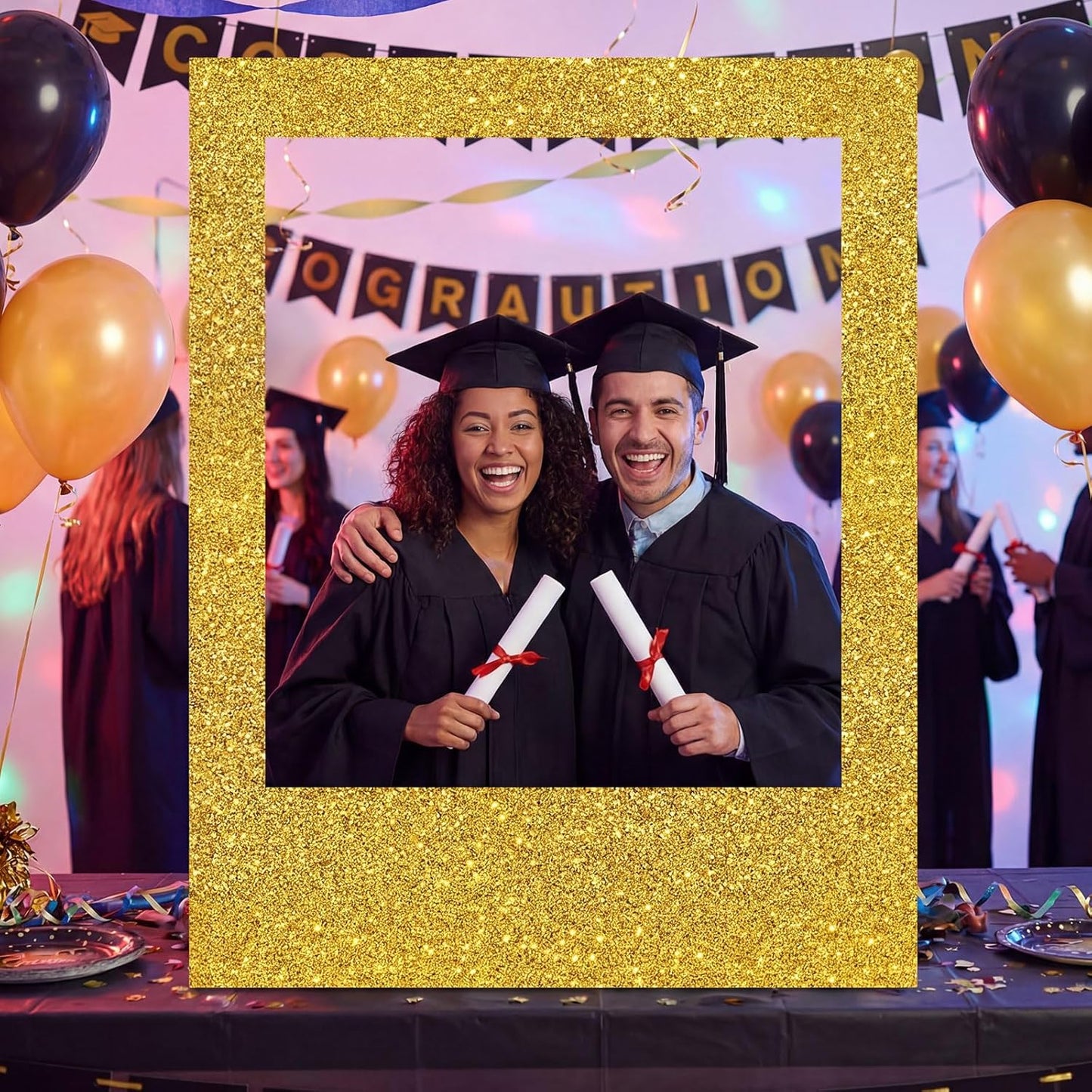 Beeveer 32 x 24 Inch Photo Booth Selfie Frame Prop Booth for Birthday Event Parties Large Blank DIY Cutout Props for Funny Decoration Christmas, Holiday Supplies