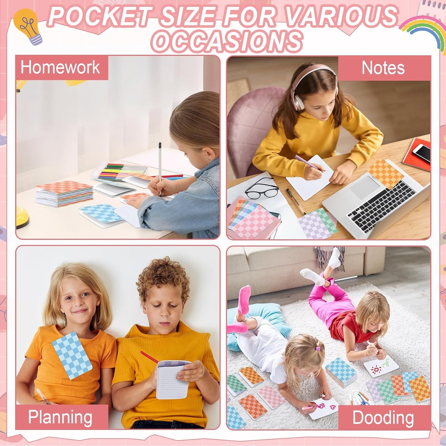 24 Pack Mini Hippie Groovy Notebooks Back to School Favors Small Pocket Size Retro Pink Blue Checked School Girl Notebooks for Students Teacher Appreciation Gift Employee Classroom Prize 5x3 Inch