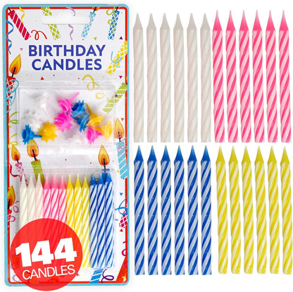 72-Count Birthday Candles Multicolored Spiral, Birthday Candles for Cake, Cupcake Candles, Party Celebration