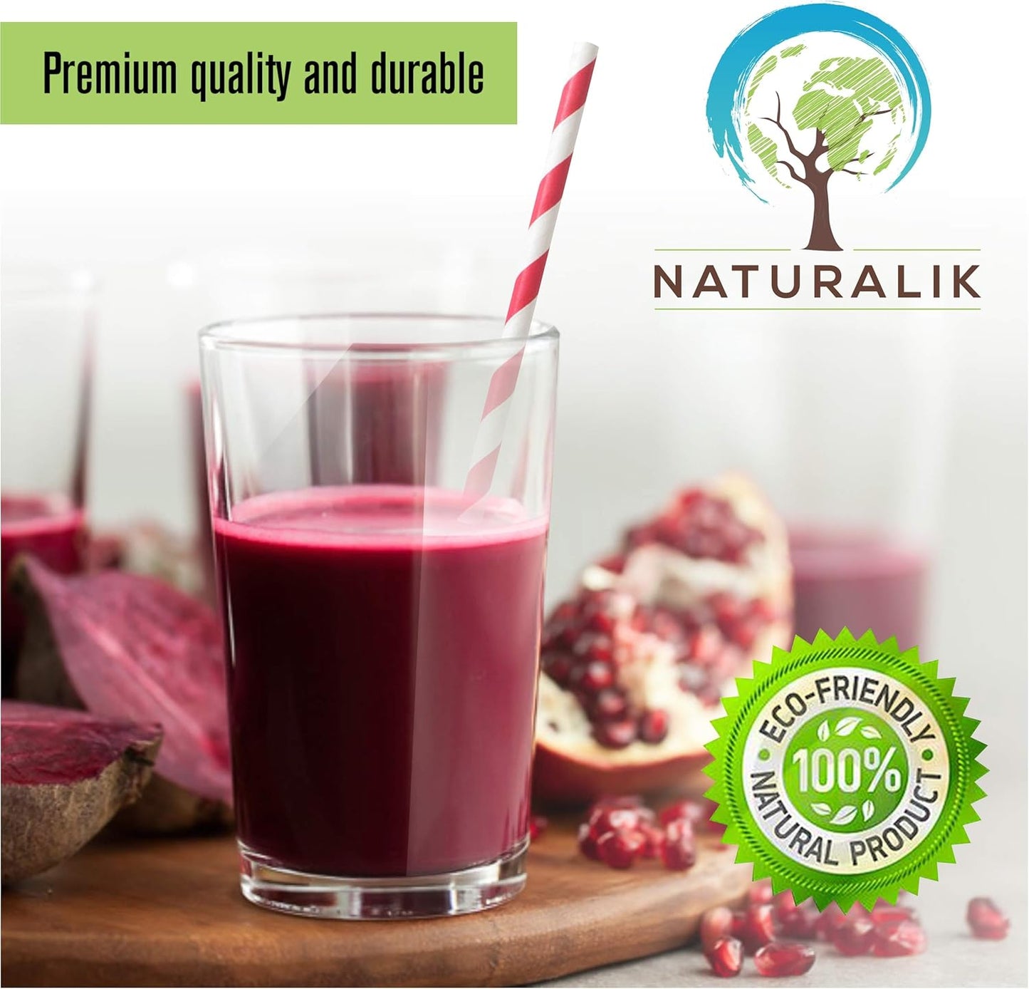 Naturalik 300/1000-Pack Extra Durable Brown Paper Straws Biodegradable- Premium Toxin Free Paper Straws Bulk- Drinking Straws for Juices, Restaurants and Party supplies, 7.7" (Brown, 300ct)