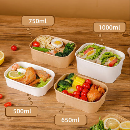 50-Pack 29oz Disposable Kraft Paper Bowls【with Lids and Forks】,Meal Prep Containers Disposable Togo Food Deli Containers for Restaurant Supplies Take Out Containers, Microwave Safe for Hot/Cold Food
