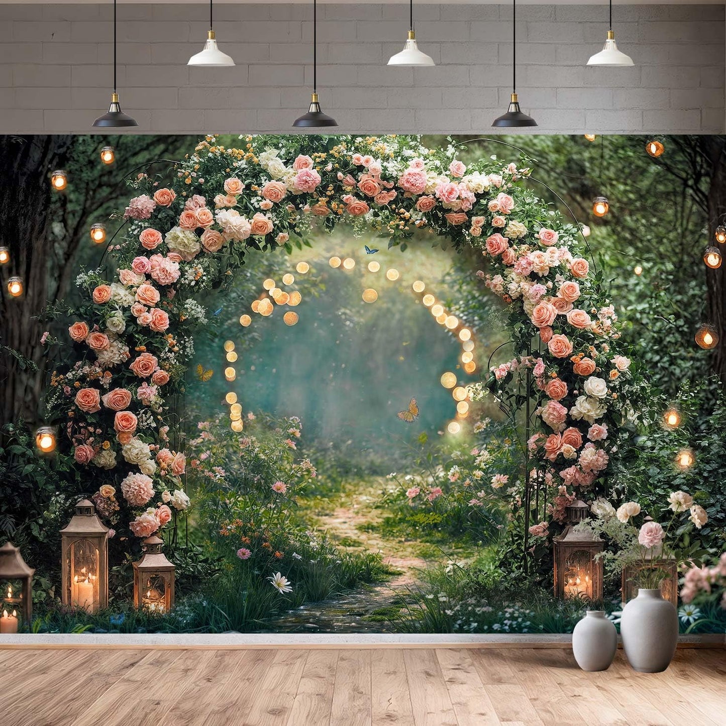 10x8ft Country Wedding Photography Backdrop Rustic Barn Door Photography Backdrop Farmhouse Pink Flower Cabin Wooden Birthday Baby Shower Wedding Bridal Party Banner Photo Booth Props Background
