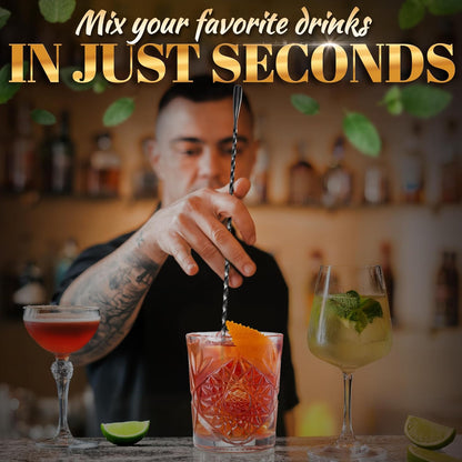 4 Pcs Bar Spoon Cocktail Mixing – Stirs Deep Glasses All the Way to the Bottom, Even Mixing & Easy Drink Layering – 12'' Long Balanced Stainless Steel Cocktail Stirrers for Drinks with Twisted Handle