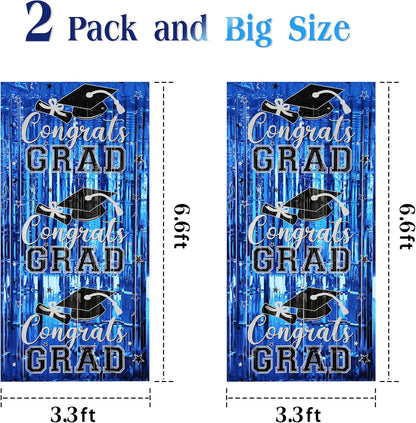 Gradution Party Suppiles Backdrop Decoration 2026, Claas of 2026 Streamer Tinsel Foil Fringe Curtains, Photo Booth Prop Backdrop, Black Grad Photo Backgrounds