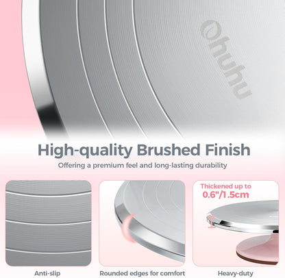 Cake Turntable, Ohuhu Aluminium 12'' Cake Decorating Kit Supplies Rotating Stand Revolving Spinner with 2 Icing Spatula 3 Comb Smoother