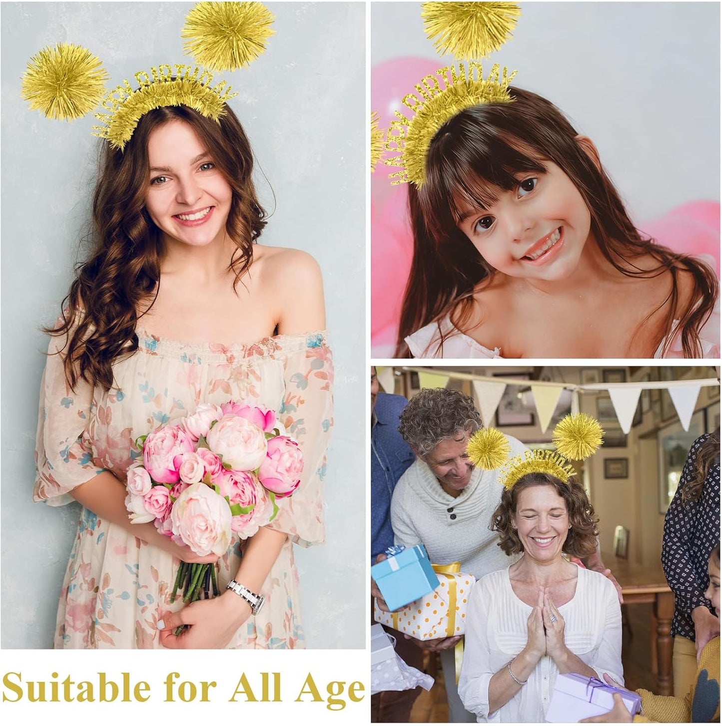 CAVETEE Happy Birthday Crown and Tiara for Women & Girls Party Decorations Gifts