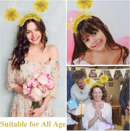 CAVETEE Happy Birthday Crown and Tiara for Women & Girls Party Decorations Gifts