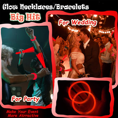100 pk 8" Glow Sticks Bulk Party Favors, Light up Glow Necklaces & Bracelets in the Dark Party Supplies For Christmas Halloween 4th of July Birthday Neon Party (100 * Blue)