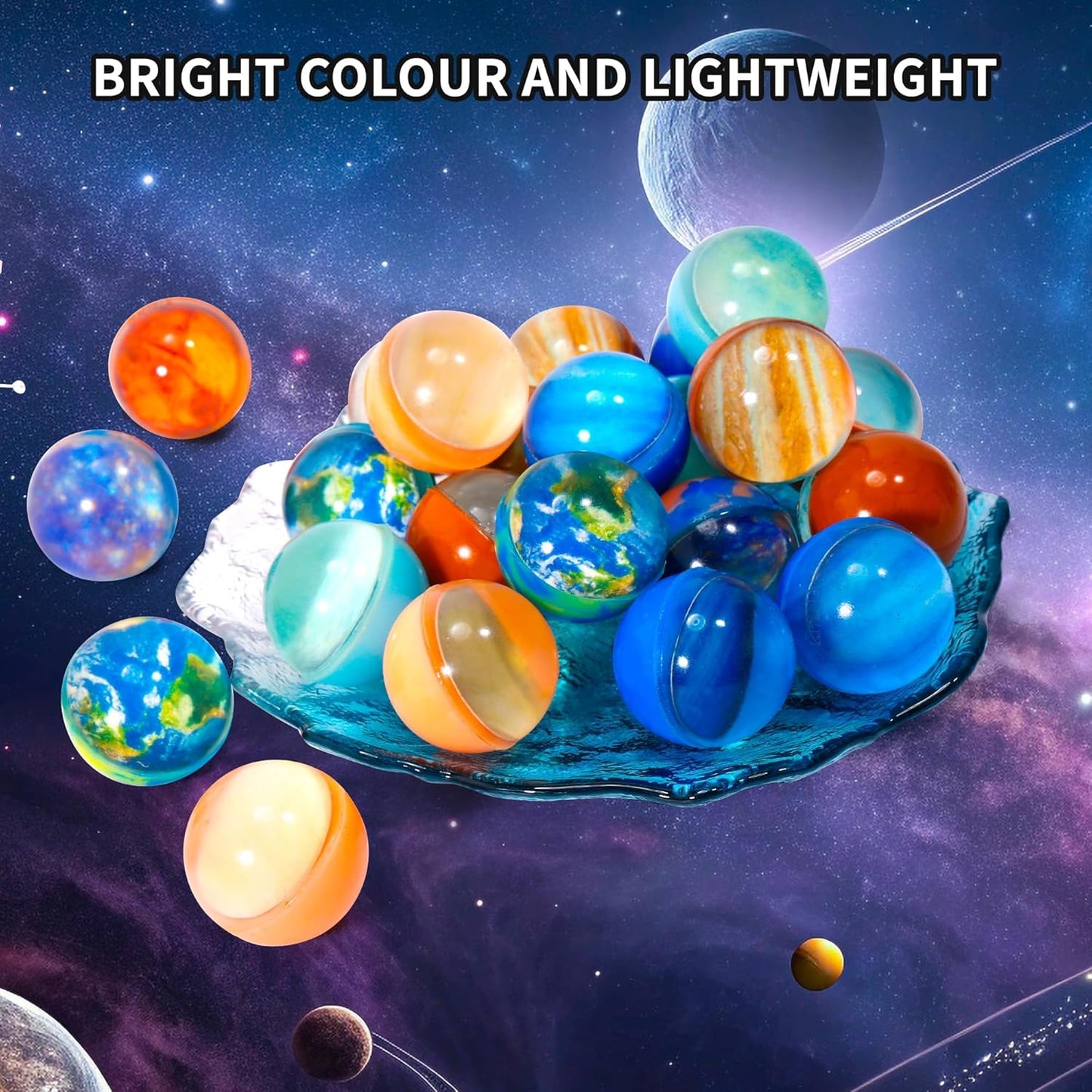 Pllieay 20PCS Space Bouncy Balls Bulk, Birthday Party Favors for Kids 32mm Space Theme Bouncy Balls for Kids Party Favors, Gift Bag Fillers, Easter Pinata Stuffers, Classroom Prizes and Pet Toys