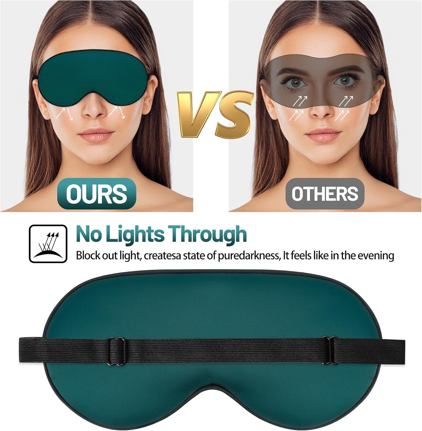 Silk Eye Mask with Adjustable Strap, Satin Blackout Sleeping Mask for Men&Women, Comfortable Blindfold Eyeshade for Night Sleep(Blue)
