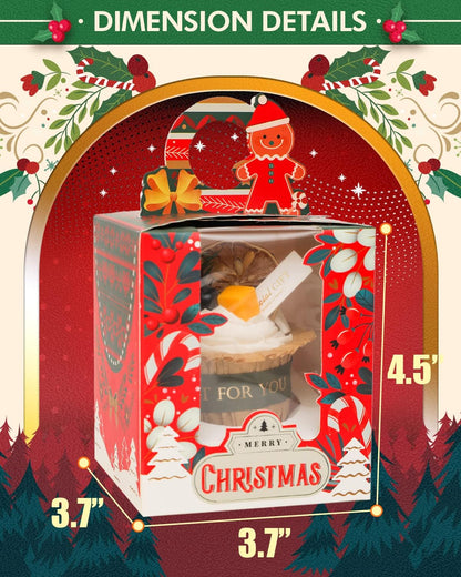 qiqee 60pcs Cupcake Boxes Individual Disposable White Single Box with Window 3.6 * 3.6 * 4.3inch Cupcake Containers/Holders