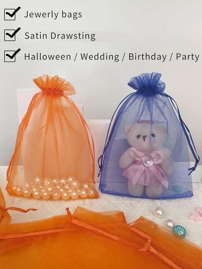 Jexila 120PCS Sheer Organza Bags 5X7 inches Mesh Drawstring Gift Bags Small for Jewelry Wedding Party Baby Shower Favor Bags (Rainbow )