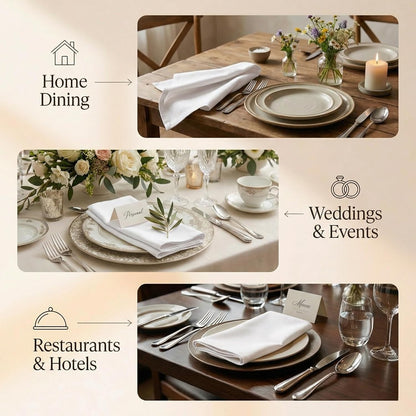 ACCENTHOME Natural Cotton Linen Napkin Set of 12 18x18 inch Dinner Napkins - Washable Soft Premium Hotel Quality Reusable Hemmed Edges Napkins Perfect Table Linens for Family Dinners, Weddings