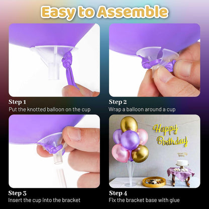 JOYYPOP 4 Sets Balloon Stand Kit For Table, Balloon Sticks with Base Birthday Graduation Party Decorations Wedding