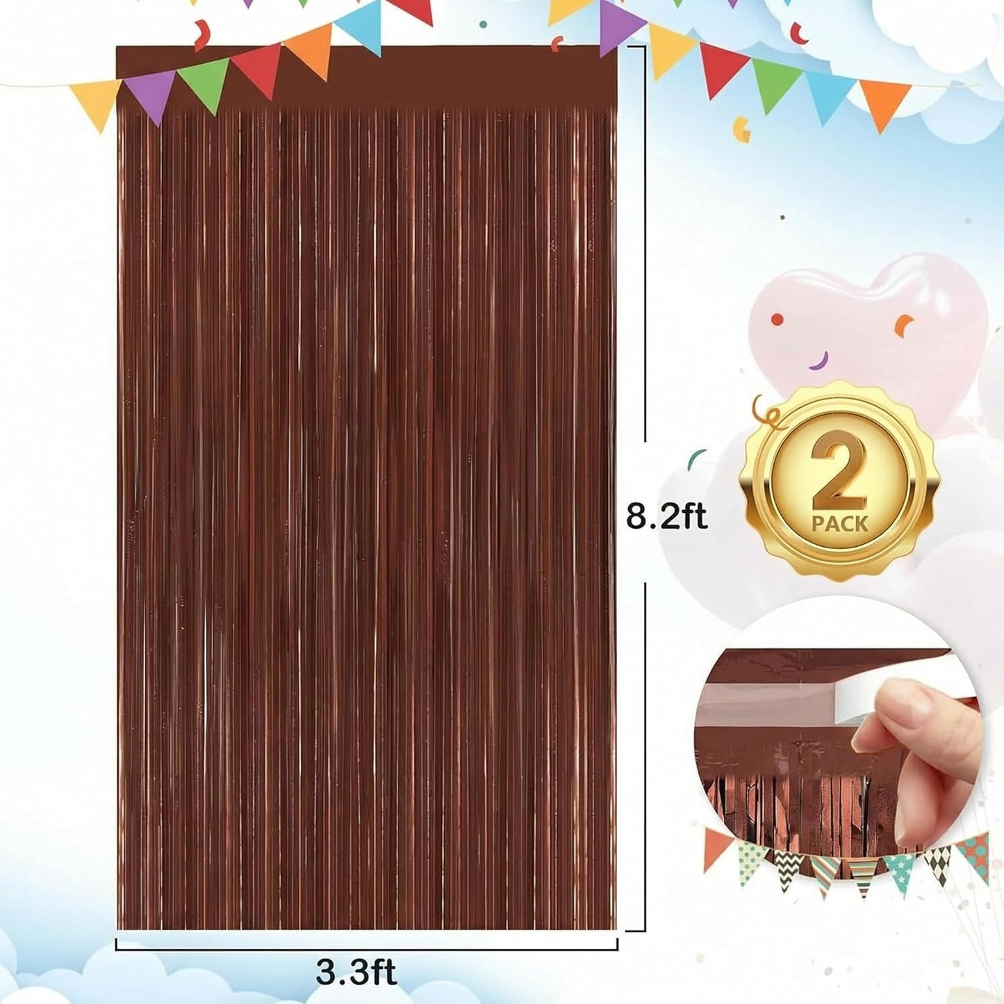 Black Fringe Curtain Party Streamers 2Pack 3.3x8.3 Ft Foil Fringe Backdrop Curtains for Birthday Wedding Bridal Baby Shower Halloween Decor Tinsel Streamers Black Party Decorations Door Streamers