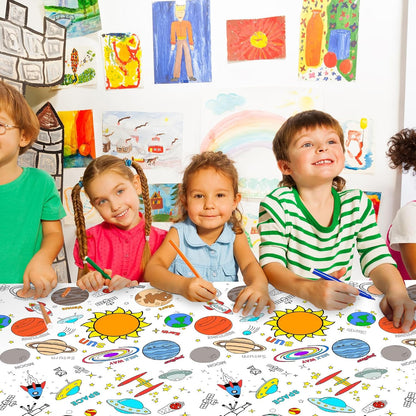 Giant Construction Party Coloring Tablecloth for Kids - Huge Construction Theme Table Cover Large Dump Truck Vehicle Painting Poster for Children Birthday Party Supplies 54x108 Inch