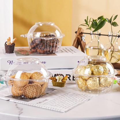 NPLUX 50 Pack Individual Cupcake Containers Plastic Cupcake Holders Deep Dome Muffin Containers