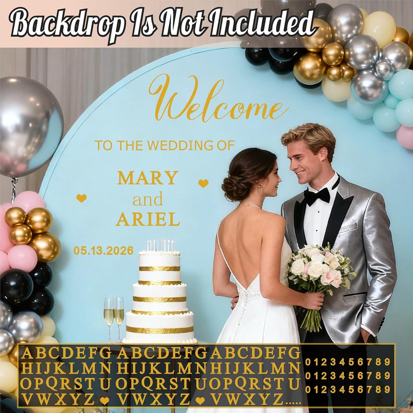 Custom Name Welcome to Our Wedding Signs Personalized Wedding Mirror Decals Selfie Mirror Decal for Wedding Entry Reception Display Golden Date Marriage DIY Vinyl Lettering Welcome Party Decoration