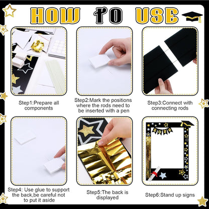 Cinnvoice 2026 Graduation Party Decoration 59 Inches Black and Gold Large Size Photo Props Booth Frame for High School College Grad Congrats Congratulation Picture Display Selfie Favors Backdrop