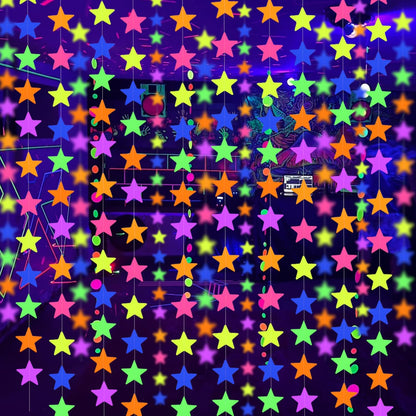 56 Pieces Rainbow Hanging Swirl Decorations Neon Swirl Streamers UV Neon Garland Ceiling Decorations Glow in The Dark Neon Party Supplies and Decorations Black Light Party Kit for Birthday Wedding