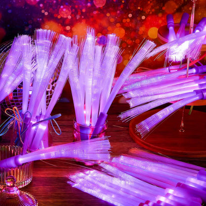 Skylety 36 Pcs Fiber Optic Wand, LED Fiber Optic Wand with 3 Light Modes, Glow Fibers Optics Sticks for Wedding Neon Party, New Year Party Favors, Bar Dj, Valentine's Day(Bright Color)