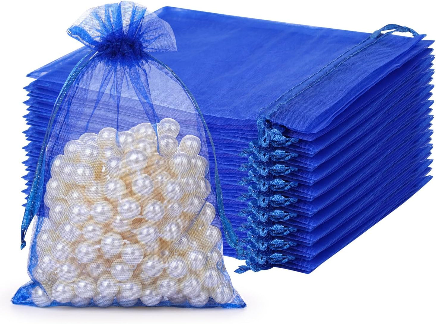 Hopttreely 100PCS Premium Sheer Organza Bags, White Wedding Favor Bags with Drawstring, 4x4.72 Jewelry Gift Bags for Party, Jewelry, Christmas, Mother's Day, Festival, Bathroom Soaps, Makeup Organza Favor Bags