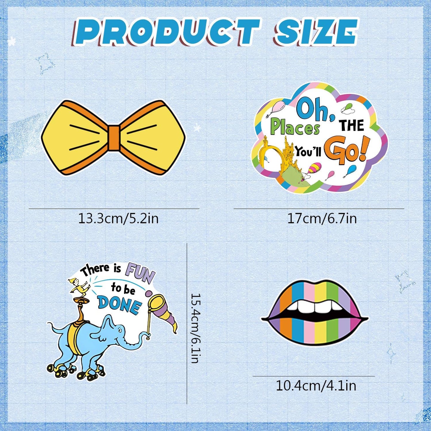 Oh The Places You'll Go Decorations, DIY Large Photo Frame and 30Pcs Selfie Photo Props Kit Dr Seu Birthday Decorations Graduation Photo Booth Props for Kindergarten Graduations Classroom Decor
