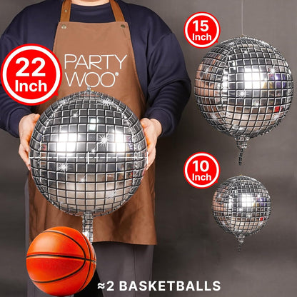PartyWoo Metallic Gold Foil Balloons 20pcs Different Sizes Pack of 22 15 10 Inch Large Round Foil 4D Inflatable Mirror Ball Mylar Balloons for Graduation Birthday Baby Shower Party Decorations