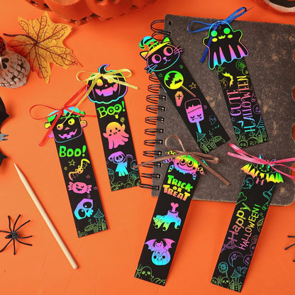 JUNEBRUSHS 30Pcs Ocean Crafts, Rainbow Magic Ocean Animals Scratch Bookmarks Under The Sea Party Favors Games for Activities Summer Arts and Crafts