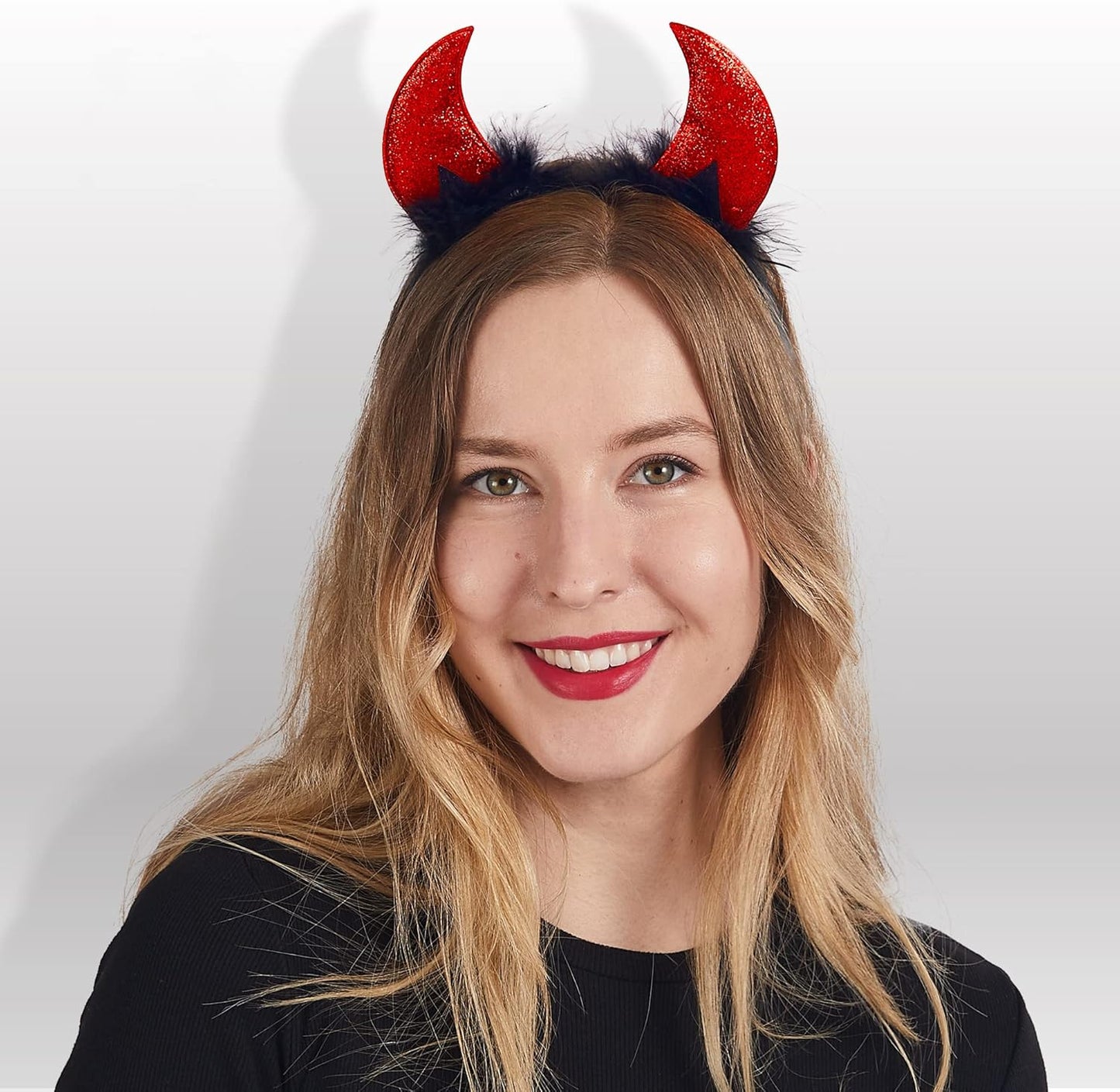 Spooktacular Creations Halloween Devil Horns Headband, Red Headwear Costume Accessories for Women Halloween Party Favors, Cosplay Costume