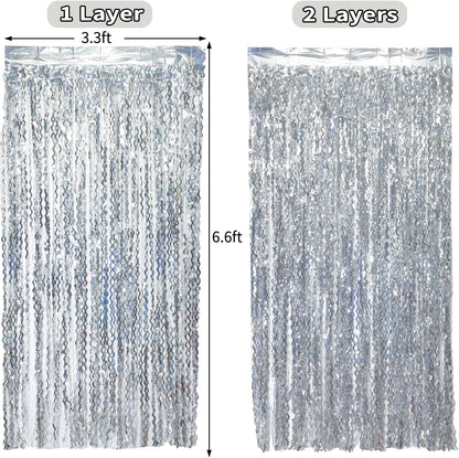 4 Pack Wavy Champagne Gold Metallic Tinsel Foil Fringe Curtains Backdrop - 3.3X6.6ft Foil Fringe Backdrop for Parties | Door Streamers for Birthday | Photo Booth Backdrops Party Decor