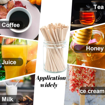 ANTETOK Wooden Coffee Stirrers - Coffee Stir Sticks 7.5 Inch,100pcs Disposable Birch Wood Coffee/Beverage Stirrers,Swizzle Drink Sticks,Coffee Bar Accessories