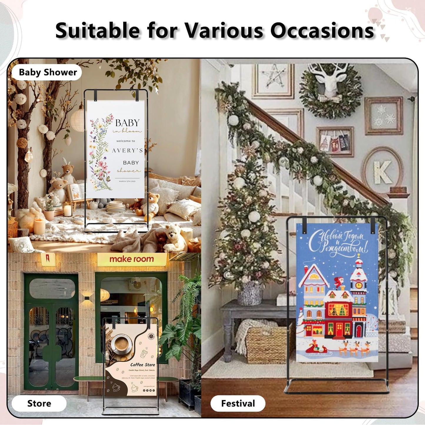 Wedding Welcome Sign Stand, 69" Wedding Sign Holder for Seating Charts ,Welcome to Our Wedding Sign Stand for Event Decor,Welcome Sign Stand for Party to Welcome Guests
