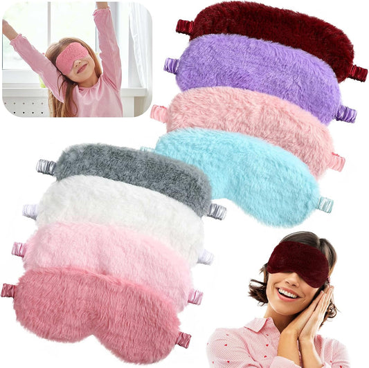 8 Pcs Plush Sleep Eye Mask Children Eye Mask Soft Comfortable Blindfold Color Sleep Blindfold for Sleepover Birthday Party Favors Men Women and Children (Classic Color)