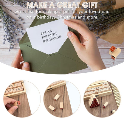 42 Pcs Letter Stamps, Rubber Stamps Alphabet Stamps, Wooden Stamps Number Alphabet Letter Symbol Set for DIY Crafting, Scrapbooking Supplies, Card Making