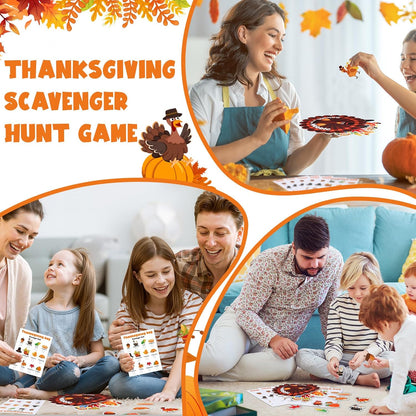 Thanksgiving Games Essentials Scavenger Hunt Game Party Favors Supplies Including Felt Turkey Bag 15 Scavenger Hunt Cards 60 Felt Fall Element Pieces for Thanksgiving Fall Party Decoration