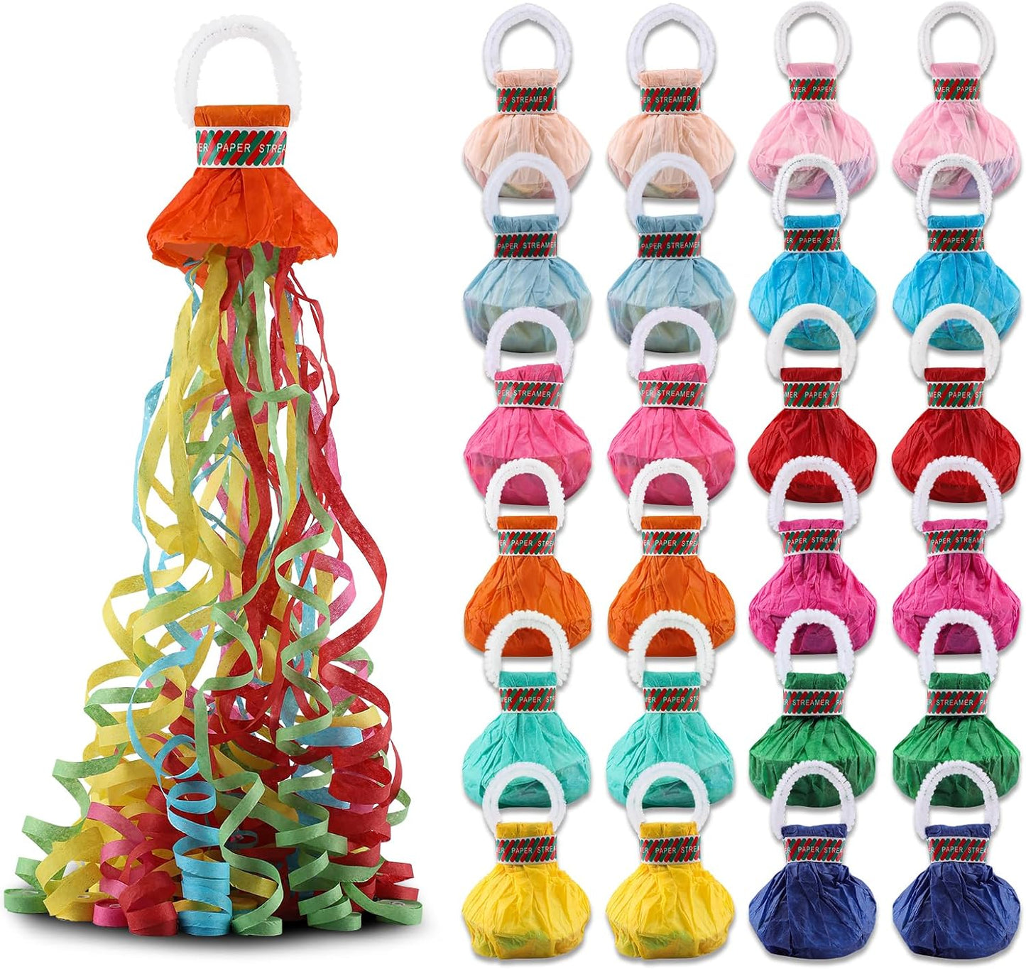 10 Pack Streamers Poppers, Hand Throw Party Poppers, Colorful No Mess Confetti Poppers, Magic Paper Crackers for Birthday Wedding Celebrations School Opening Graduation