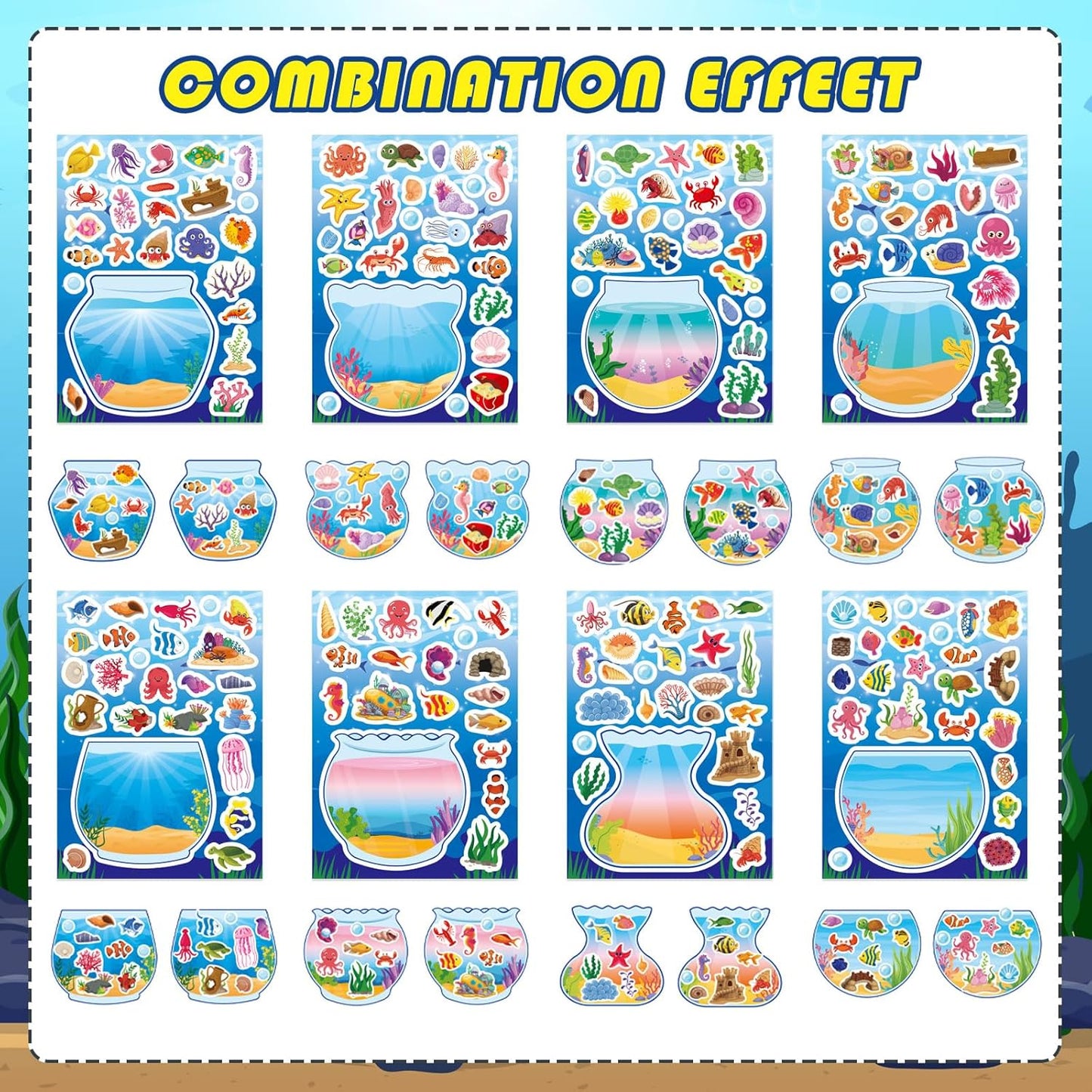 24 Sheets Make a Face Stickers for Kids Toddlers, Make Your Own Animal Mix and Match Sticker Sheets with Sea Animals Horses Dinosaurs Unicorns for Kids Crafts Party Favors Goodie Bags Stuffers