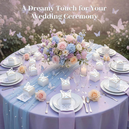 VGOODALL 50PCS Party Favor Boxes, 2.4" x 2.4" x 1.8" 3D Butterfly Candy Boxes White Baby Shower Favors for Wedding Birthday Party Gift