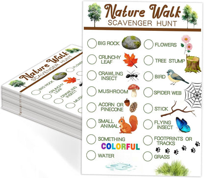 30Pcs Nature Scavenger Hunt Cards, Scavenger Hunt Cards Road Trip and Travel Activities, Spring Summer Holiday Party Supplies, Camping Games Outdoor Indoor Seek Activity-A03