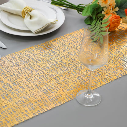 Snowkingdom 2 Pieces Gold Table Runner, Sequin Glitter Foil Metallic Thin Mesh Runner Roll 11"x108", Gold Table Decorations for Event Party, Wedding, Birthday Party, Christmas