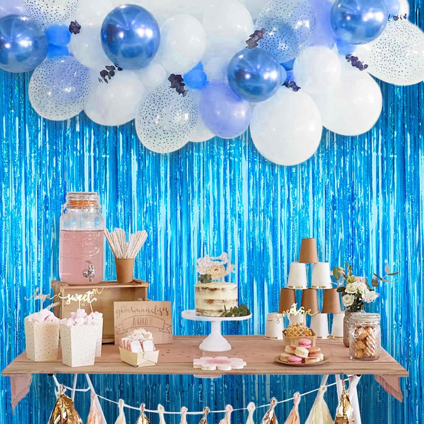 2 Pack Shiny Silver Tinsel Foil Fringe Curtains, 3.3ft x 6.6ft Iridescent Streamers Party Photo Backdrop for Birthday, Wedding, Engagement, Bachelorette Party Decoration