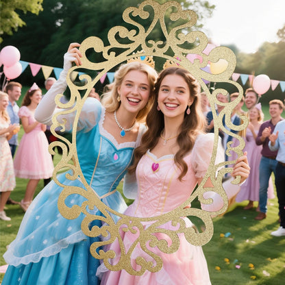 Aurelema Princess Mirror Photo Booth Props 15 x 23 Inches Princess Party Decorations Mirror Photo Props for Fairytale Birthday Baby Shower Party Supplies Photography Backdrop