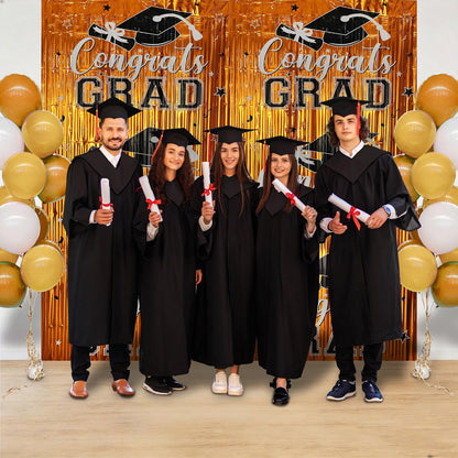 Gradution Party Suppiles Backdrop Decoration 2026, Claas of 2026 Streamer Tinsel Foil Fringe Curtains, Photo Booth Prop Backdrop, Black Grad Photo Backgrounds