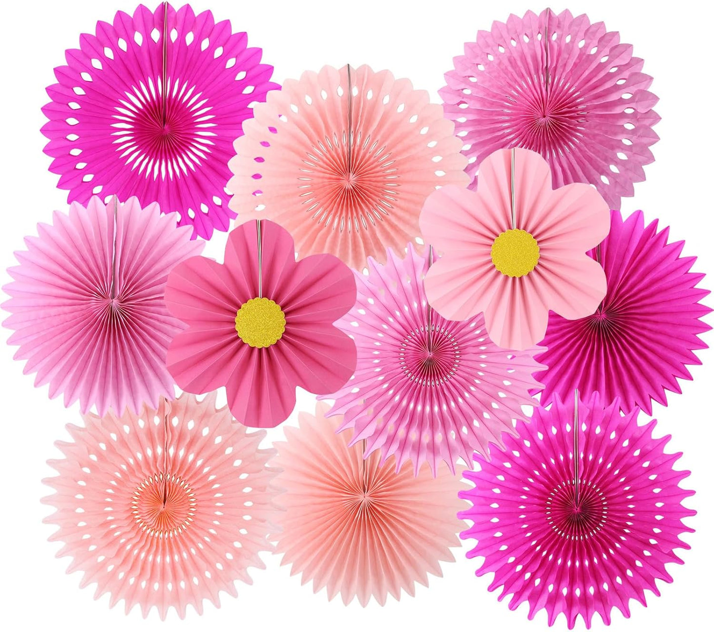 Party Hanging Paper Fans Decoration Set for Wedding Birthday Party Mother's Day Round Events Accessories Set of 8
